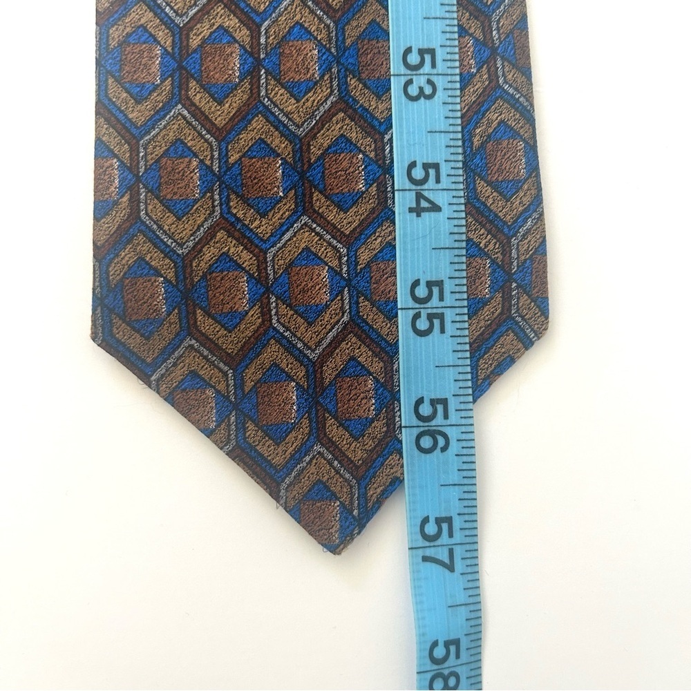 Polifroni Milano Brown Tan Blue 100% Silk Necktie Tie Italy Men's Size One Size - Picture 7 of 8